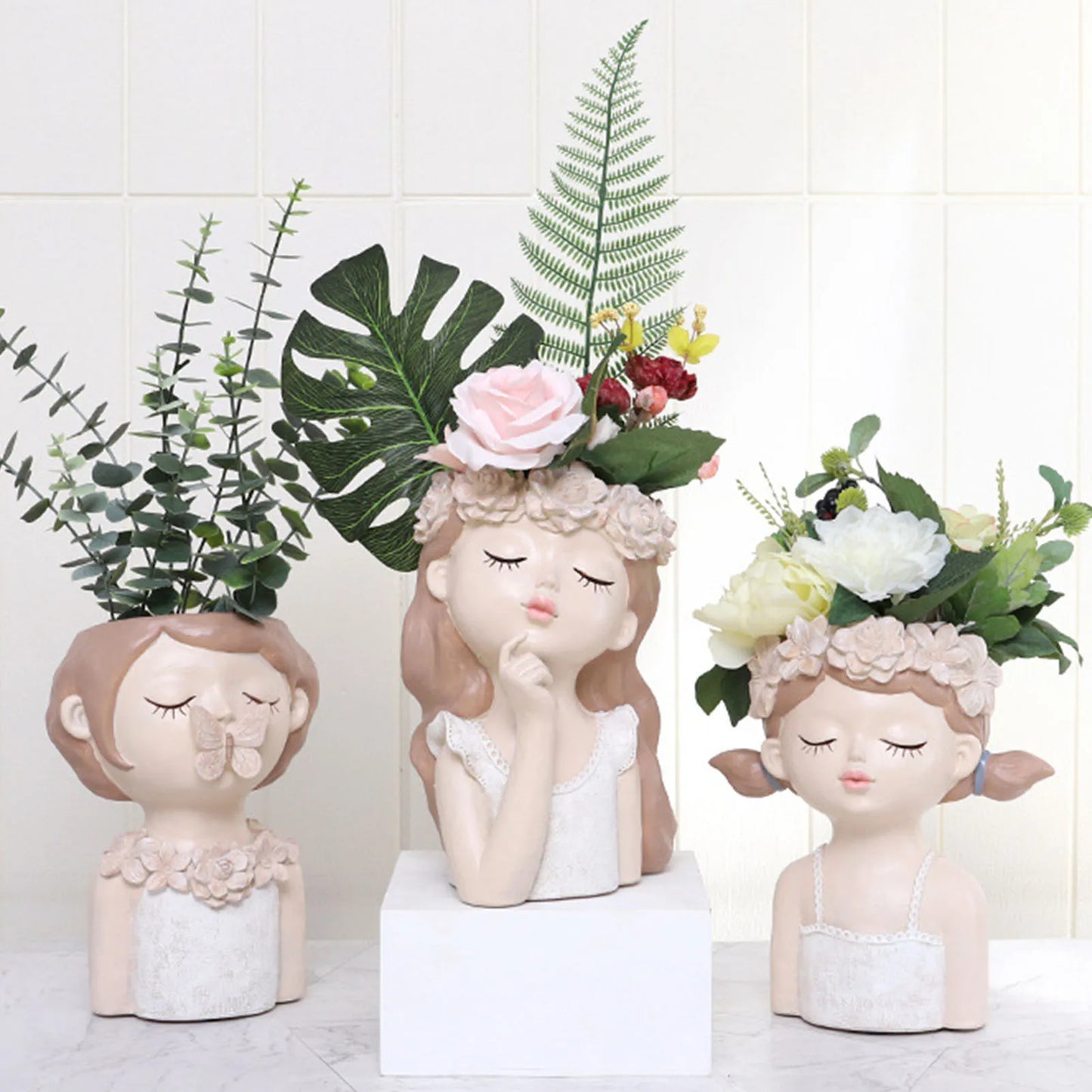 Creative Cute Girl Resin Flower Pot