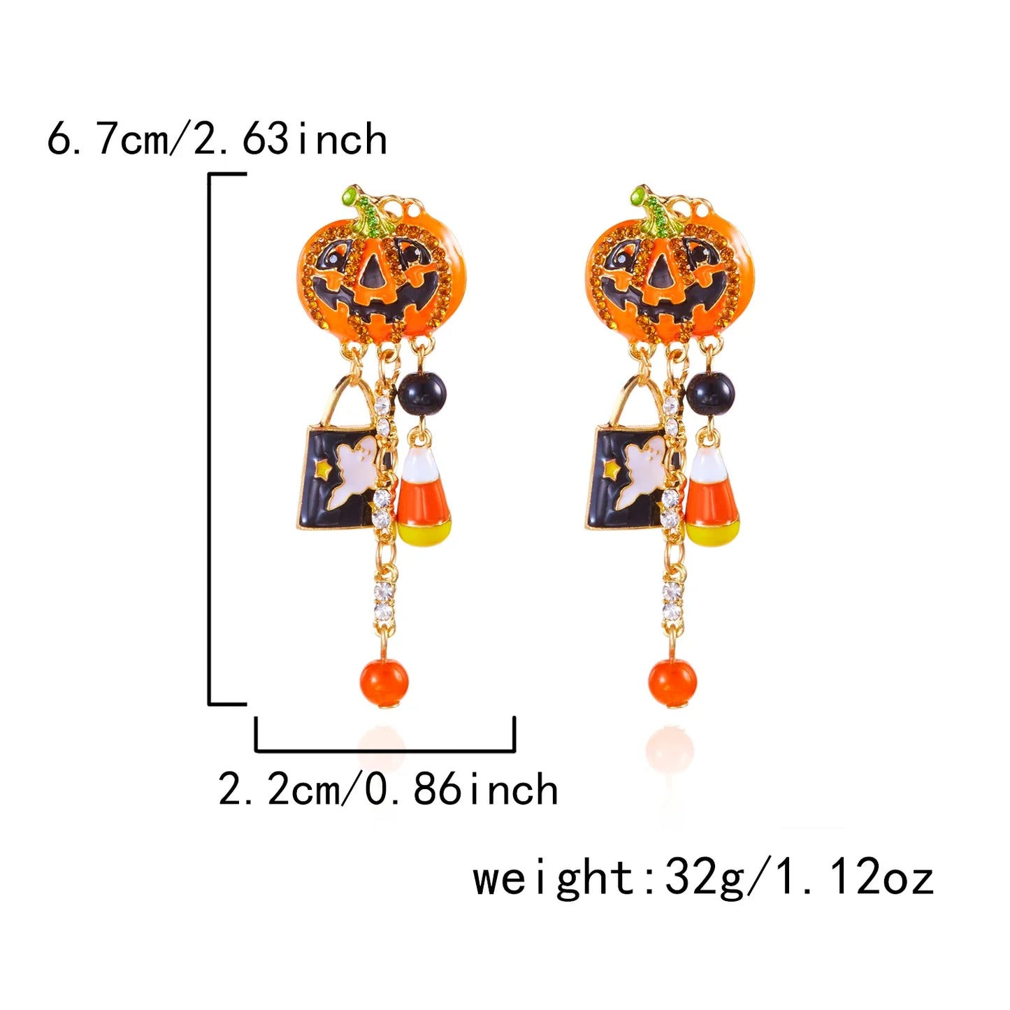 Cute Halloween Dangle Earrings for Women - Cartoon Pumpkin - Ghost Spider Drop Oil Earring