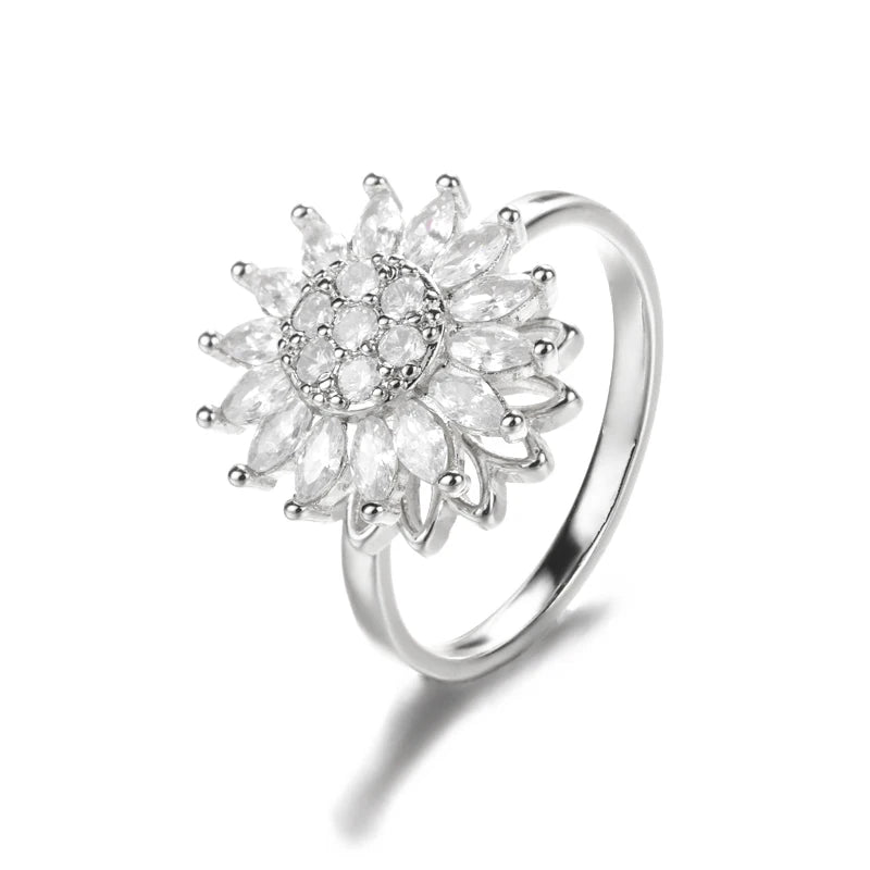 Luxury Crystal Snowflake Rings For Women