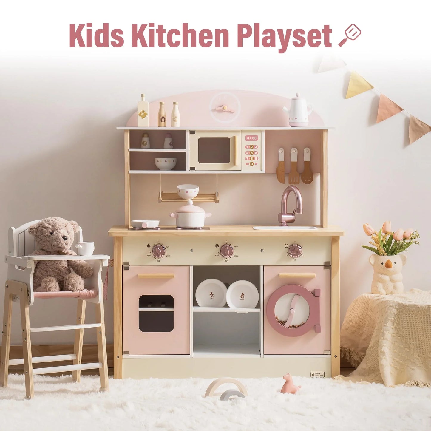 Wooden Kitchen for Kids - Play Kitchen with Plenty of Play Features