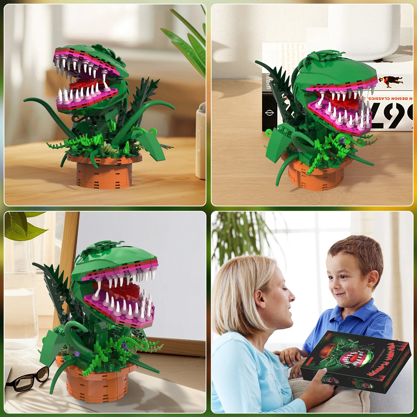 Audrey 2 Piranha Plant Bricks Compatible with Lego,-  Little Shop of Horrors Flowers Building Blocks,