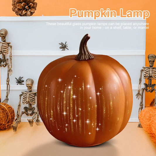 Twinkle Light Pumpkins with Timer - Starry Night Pumpkins Glass Halloween -Pumpkin Lamp Light for Home Bedroom Bathroom Hallway