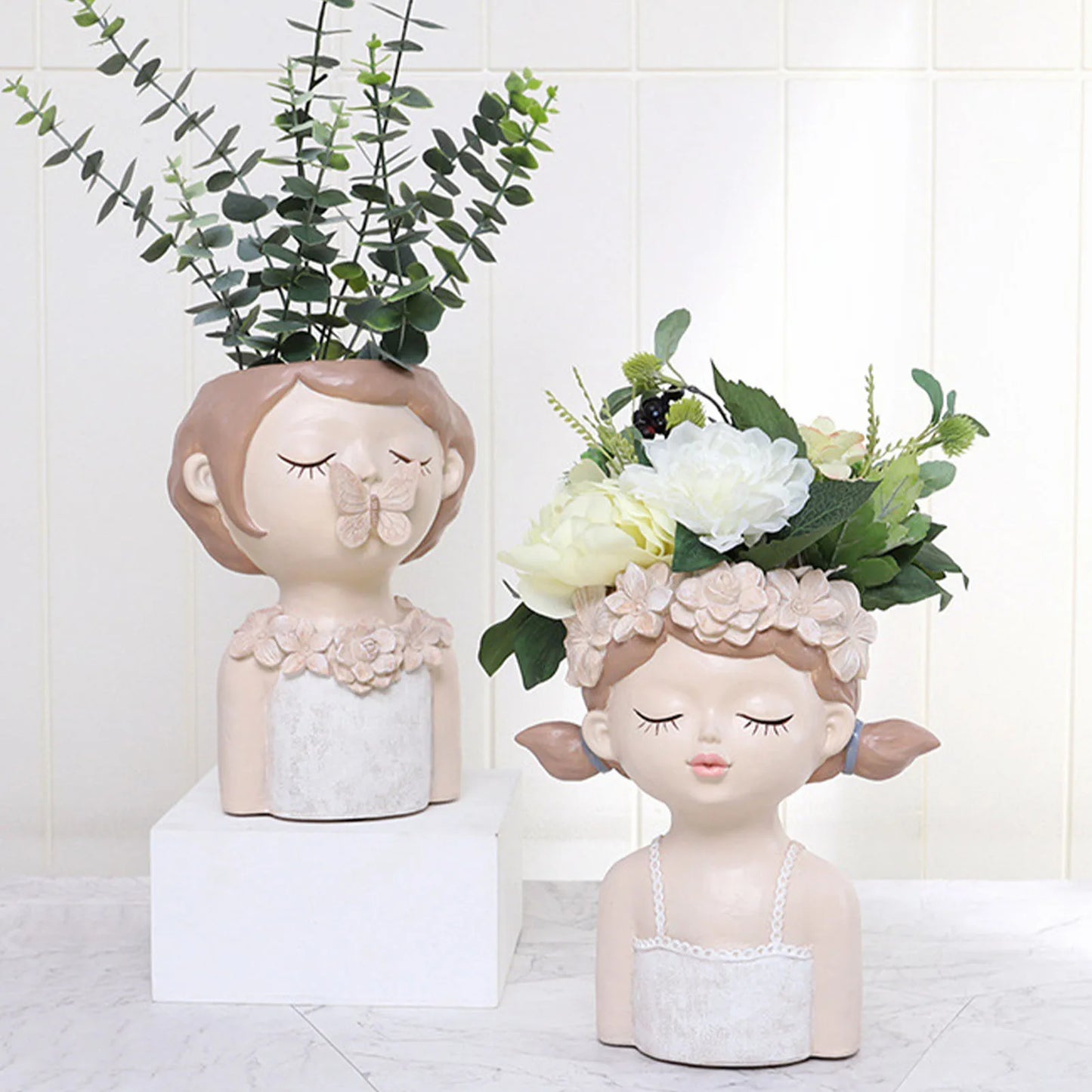 Creative Cute Girl Resin Flower Pot