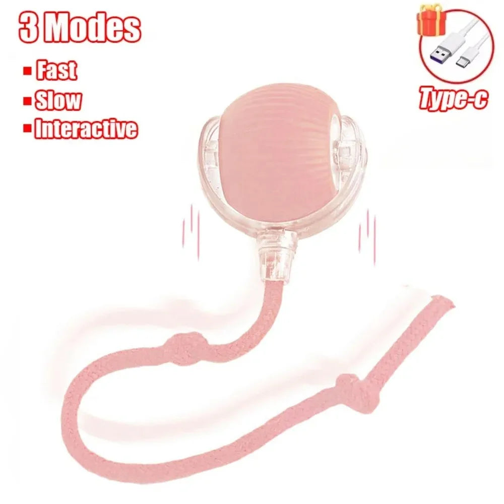 New Cat Interactive Ball Toy Automatic Rolling Ball - Faux Tail Rechargeable Smart Pet Electric Toy Dog