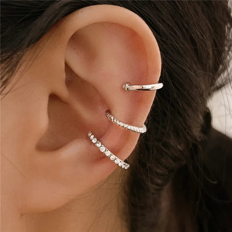 Fashion Zircon Double-layer Ear Cuff -  No Piercing Earring - Unique Metal Geometric Ear Clip for Women