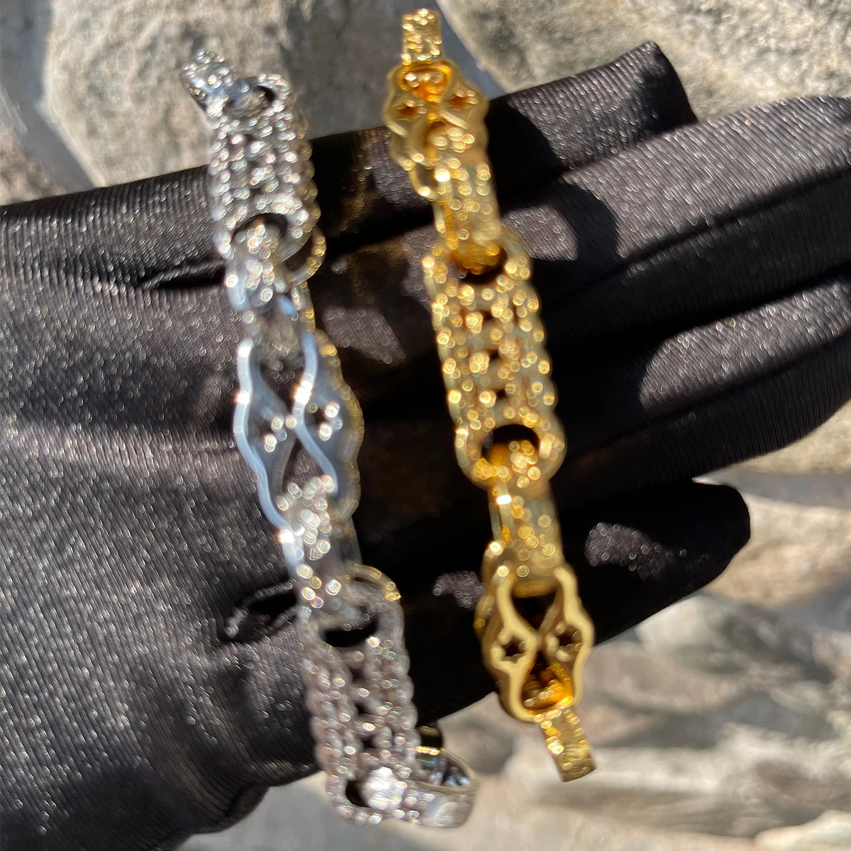 Bubble Letter  Bracelet for Men -  Gold Plated - Fashion Jewelry