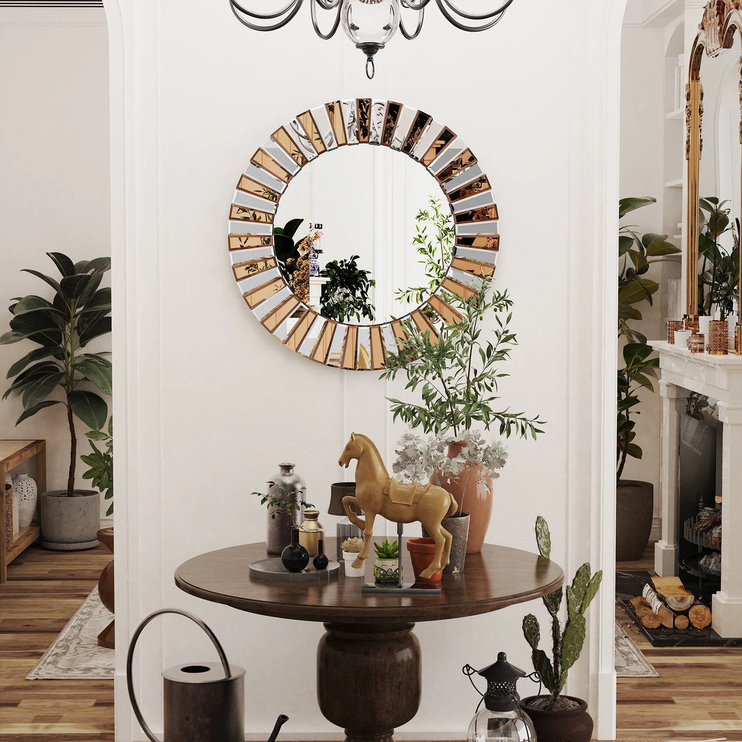Round Wall Mirror Decorative Edge Glass