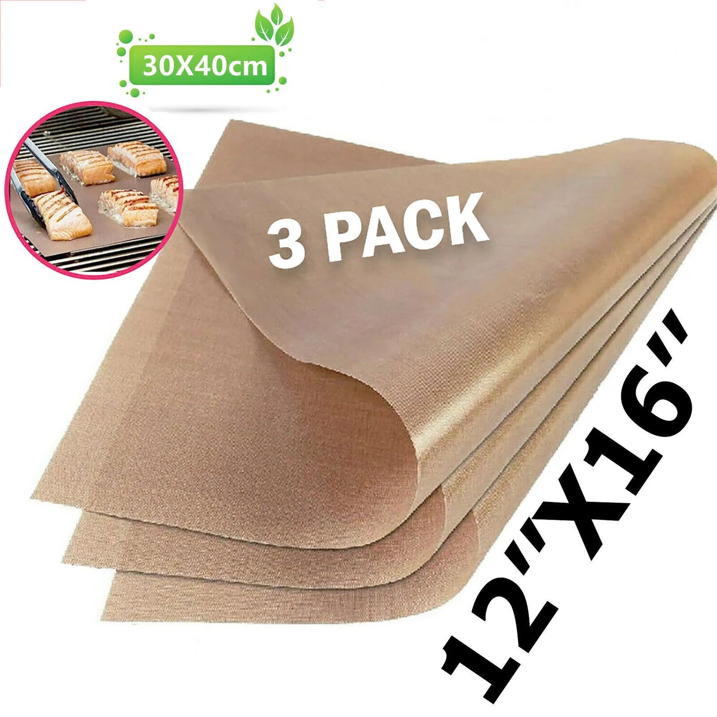 3pcs -12X16" Reusable Heat Resistant Baking Sheets - Oil-proof Paper Cloth Oven Pad Baking Mat