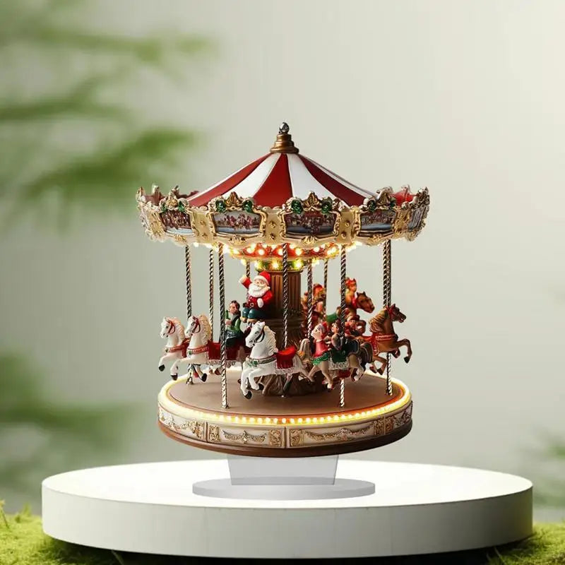 Carousel Decor - Acrylic -l Carousel Scene- Christmas Village -Christmas Merry Go Round