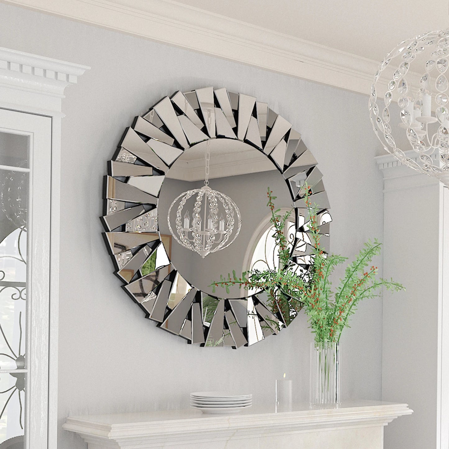 32" Wall  Round Sunburst Mirror Beveled