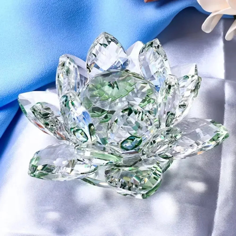 60-140mm Crystal Lotus Flower Figurine Home  Decoration - Glass Craft Paperweight - Table Ornaments