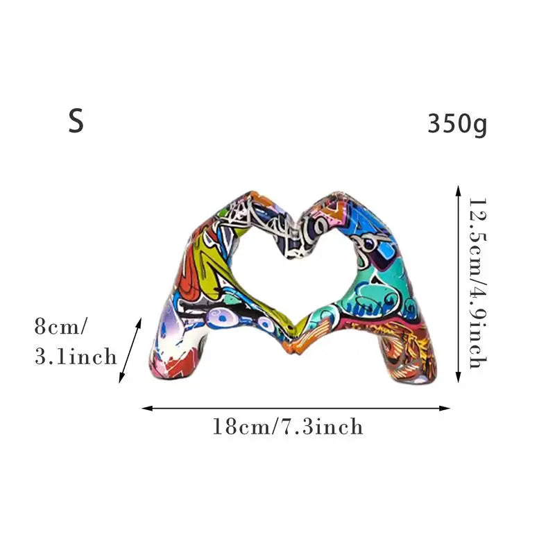 Creative Heart Gesture Sculpture Resin Abstract Hand Love Statue Figurines Wedding Home Living Room Desktop Decoration