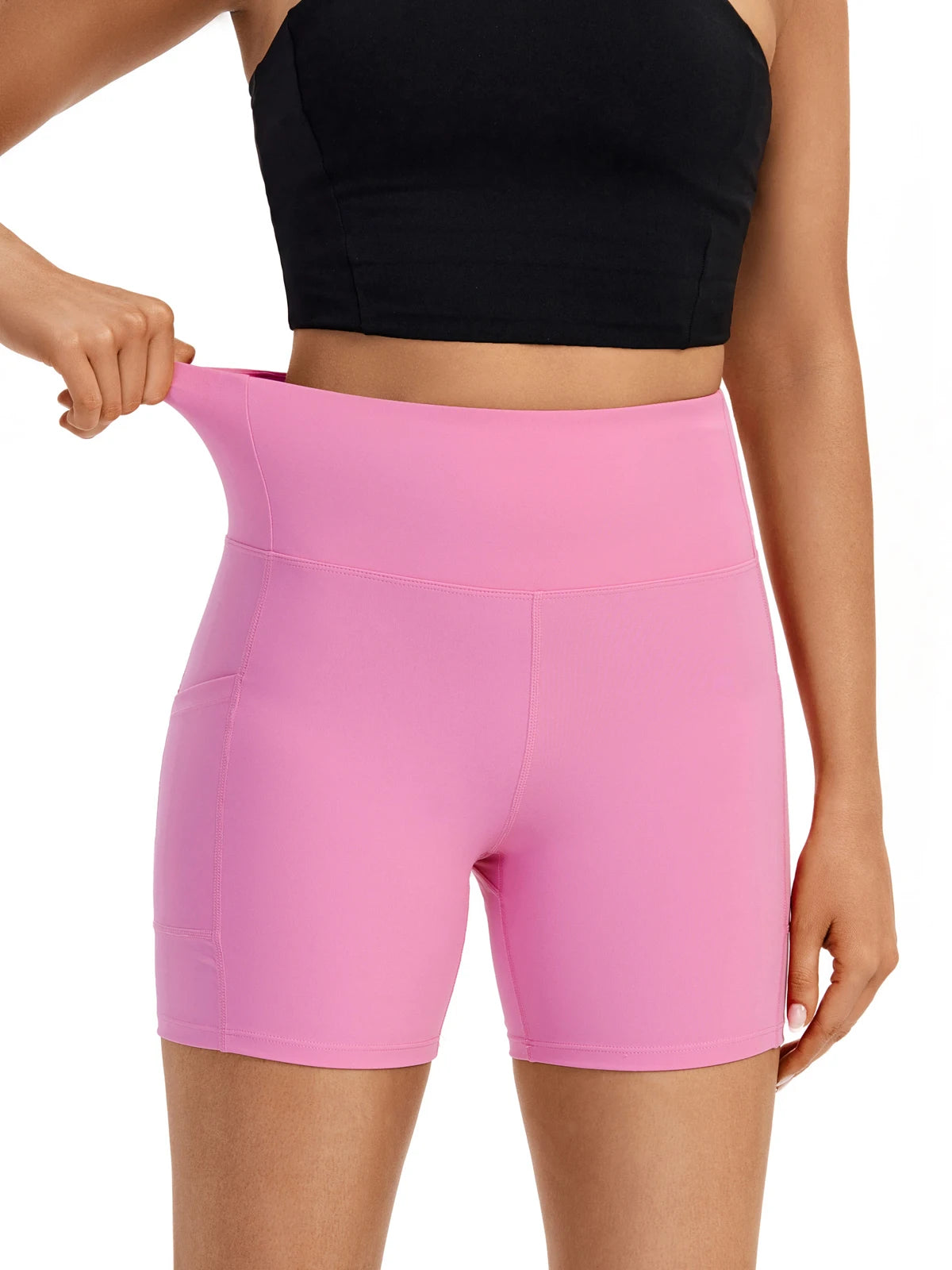 Women's S High Waist Shorts with Pocket - Gym - Yoga -
Exercise Running Spandex - Tights Sweat-Absorbent Breathable