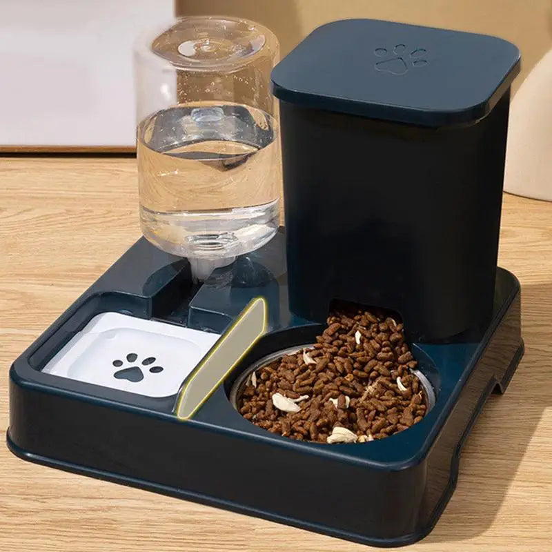 Automatic Cat Feeder Water Dispenser Set 2 In 1 Tilted Automatic Pet Food And Water Feeder Food Feeder And Waterer