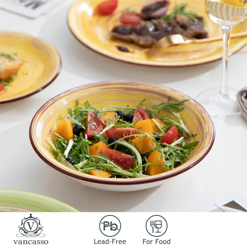 18 Piece Stoneware Tableware Set - Vintage Dinner Plate in Shabby Chic Design - Dinnerware for 6 People