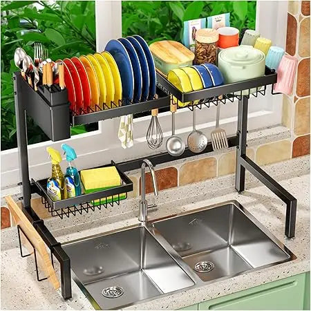 Large 2-Tier Dish and Cutlery Drainer,- Dish Drying Rack for Kitchen - Countertop Organization
