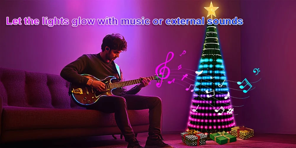 Smart WiFi APP Christmas Tree Light 400 LED Music Sync DIY Pattern Waterproof for Indoor Outdoor Christmas Tree Decoration Gift