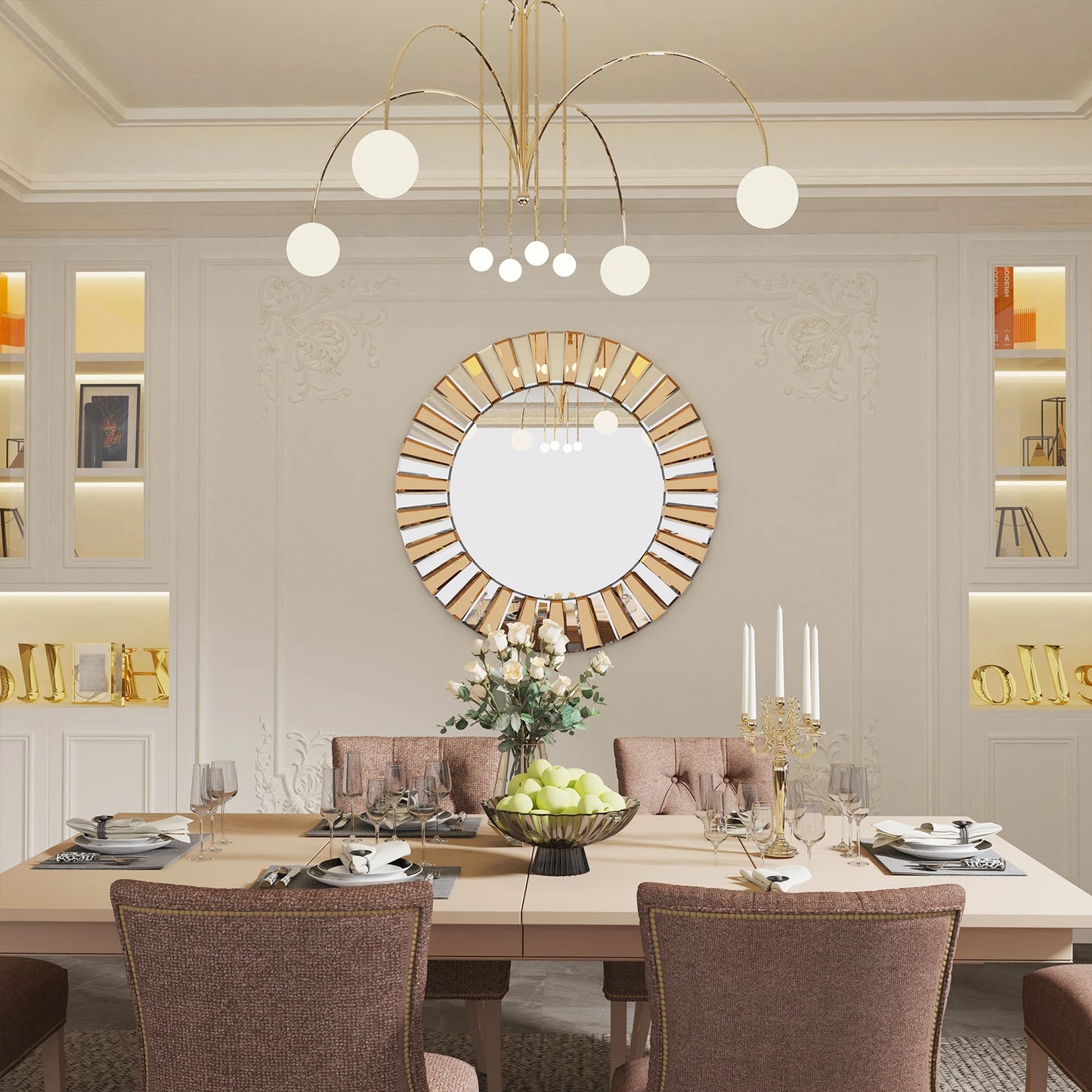 Round Wall Mirror Decorative Edge Glass