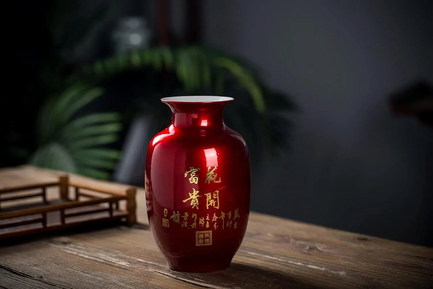 Ceramic Oriental Vase - Flower Vases Decorated with Peony Design