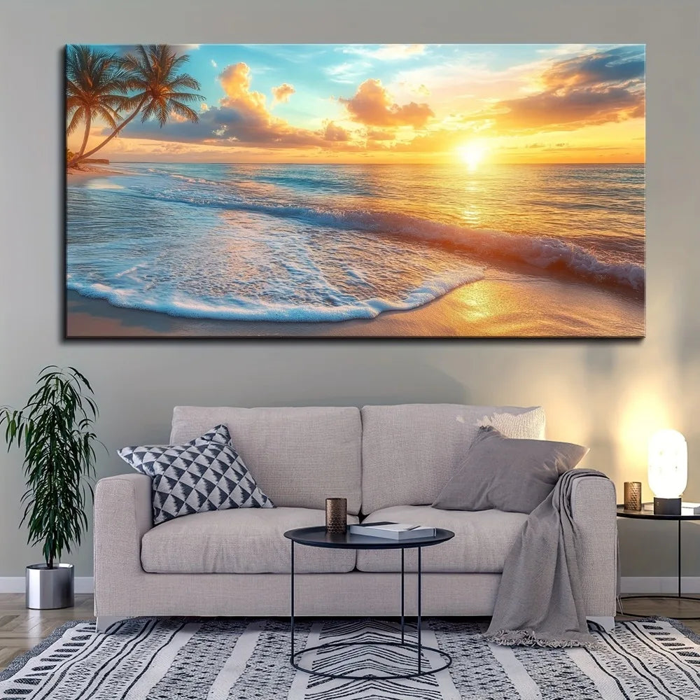 Ocean sunset - coast scenery beach painting