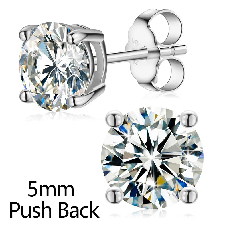 Classic Fashion Real Moissanite Stud Earrings For Women.  Sterling Silver Sparkling Engagement & Wedding Gifts