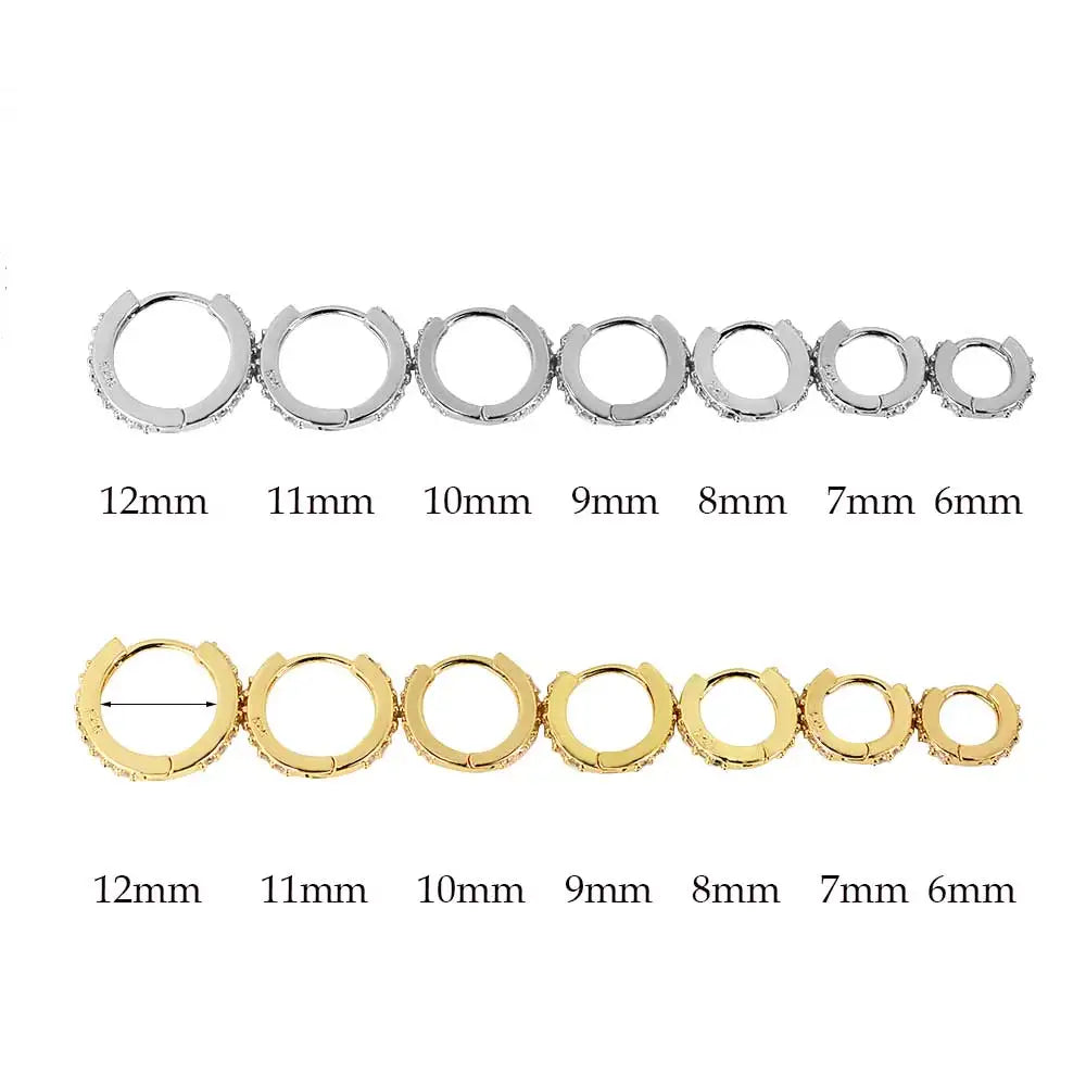 1Pair Stainless Steel Minimal Hoop Earrings - Crystal Zirconia -Small Huggie Thin Cartilage Earrings