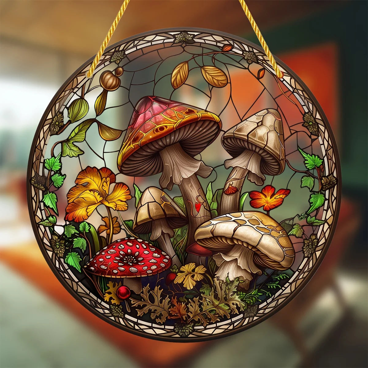 1PC Mushroom Suncatcher - 2D Acrylic Stained Glass Wall/Window Decor for Home & Garden (All-Season Gift)