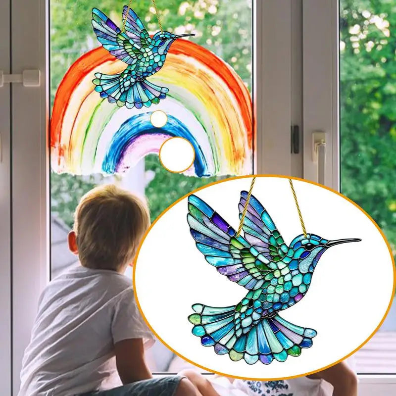Hummingbird Sun Catchers - Acrylic Portable Hummingbird  For Garden Window Wall ,Living Room