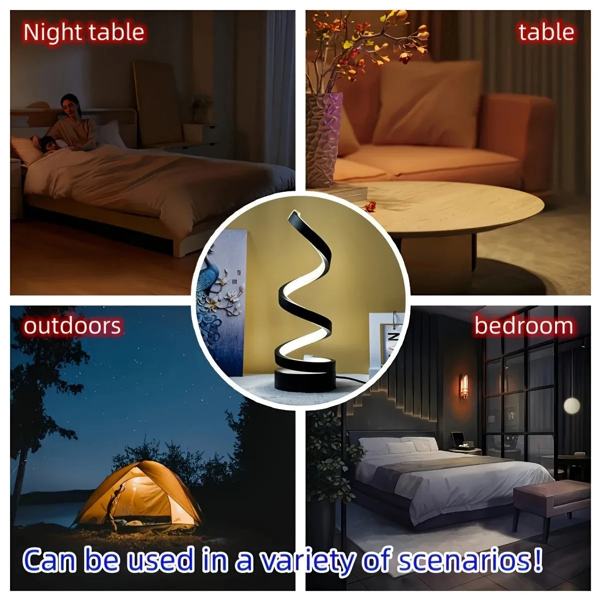 Classic Creative Spiral LED Table Lamp,  Adjustable Arm, Soft Light, Multifunction