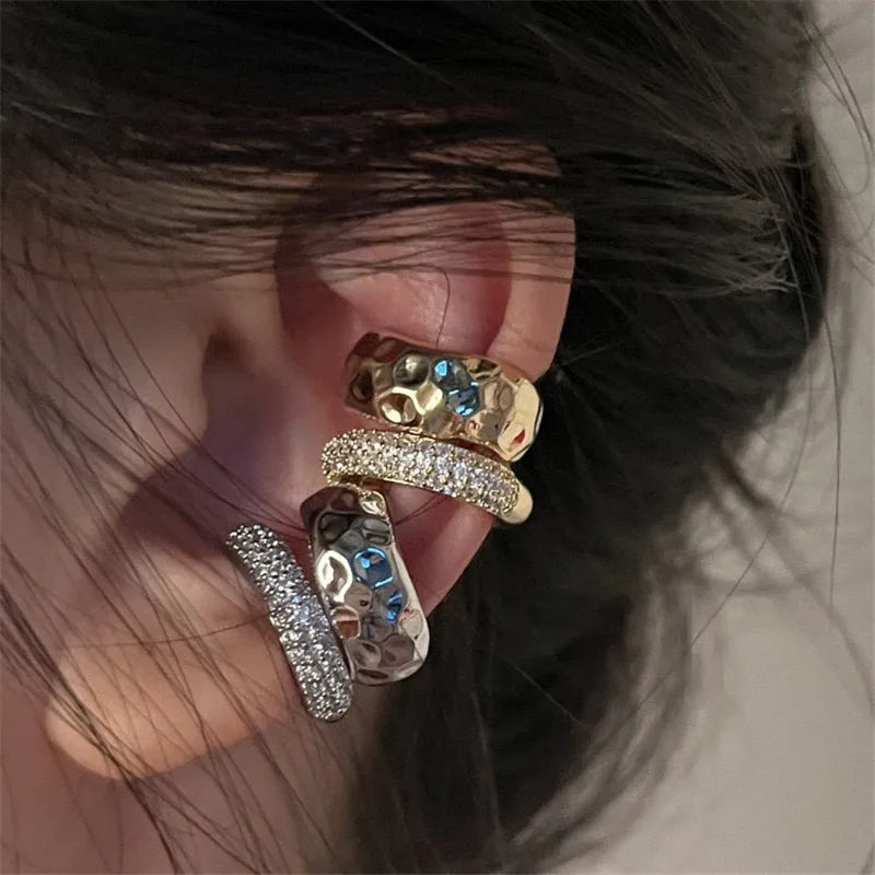 Fashion Zircon Double-layer Ear Cuff -  No Piercing Earring - Unique Metal Geometric Ear Clip for Women
