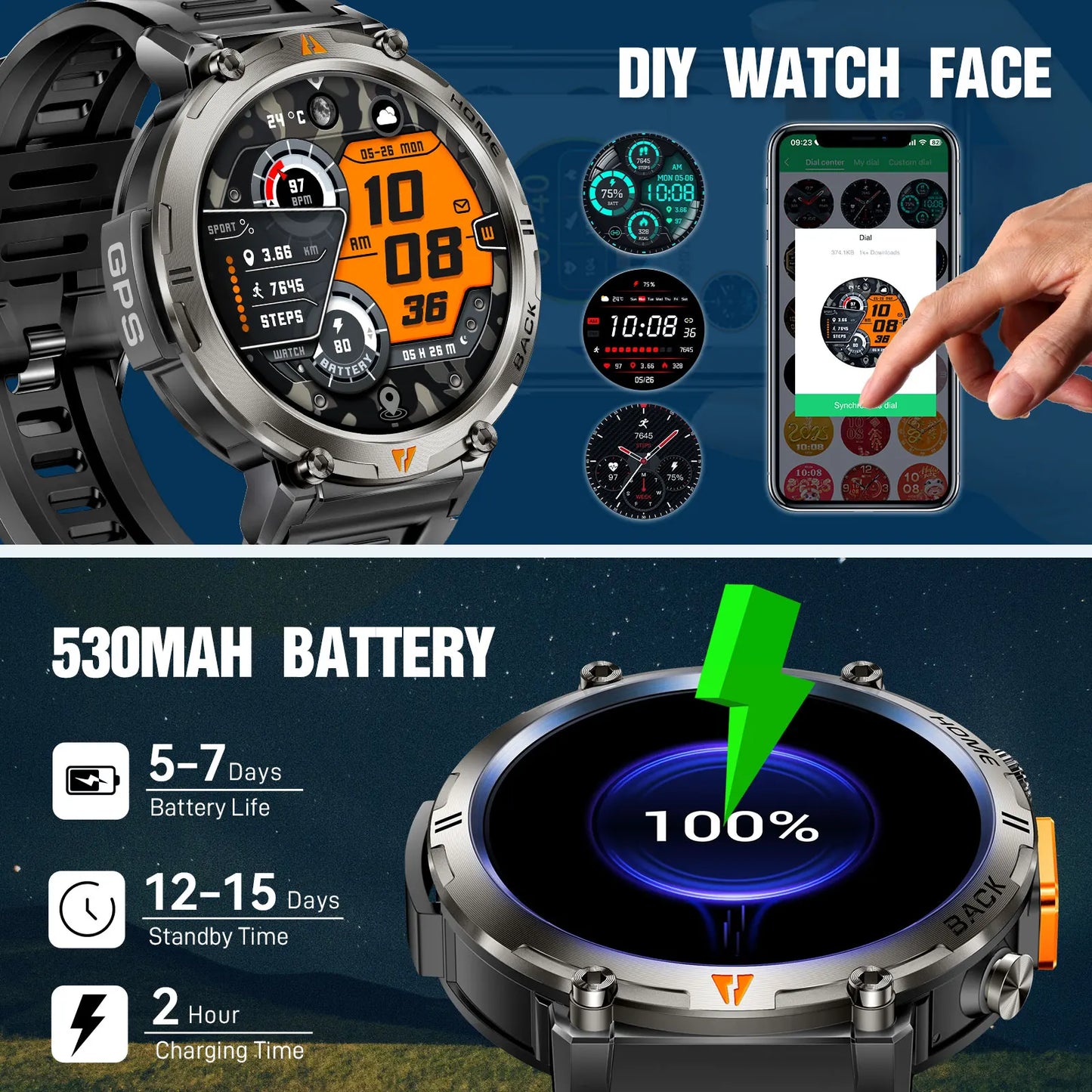 2025 New Bluetooth  smartwatch for men - Full Touch Screen With Health Monitor - Flashlight Smart watch