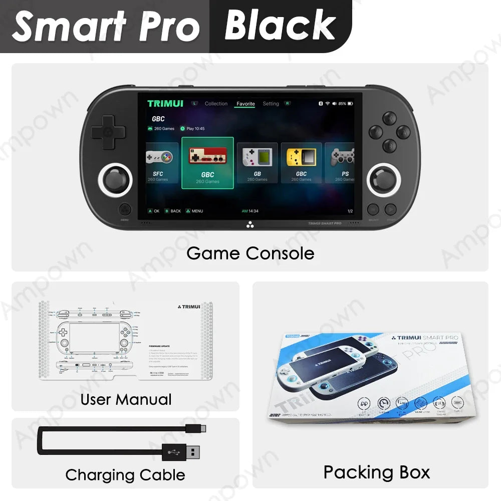 Trimui Smart Pro Handheld Game Console 4.96''- IPS Screen Linux System Joystick - RGB Lighting T