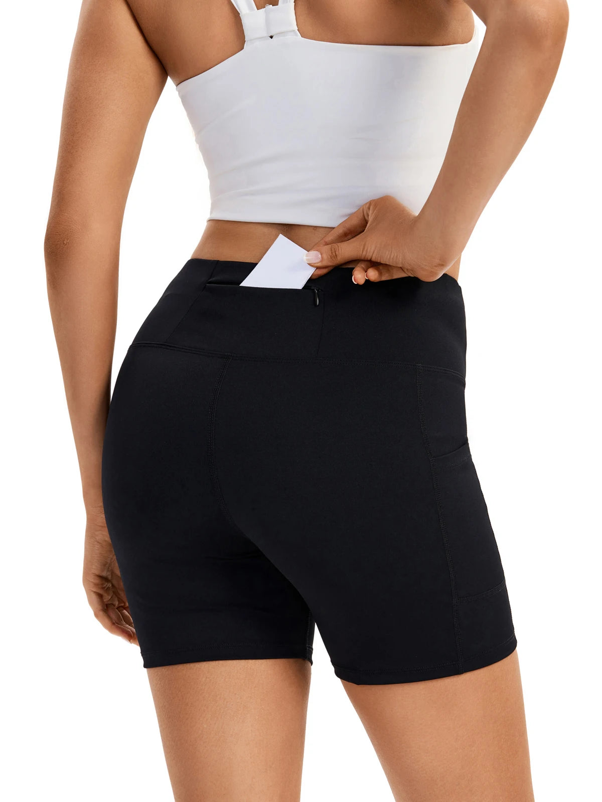 Women's S High Waist Shorts with Pocket - Gym - Yoga -
Exercise Running Spandex - Tights Sweat-Absorbent Breathable