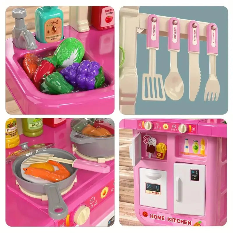 Kitchen Toys for Kids - Pretend Food- Realistic smoke and lighting, for Girls Boys Age 3+