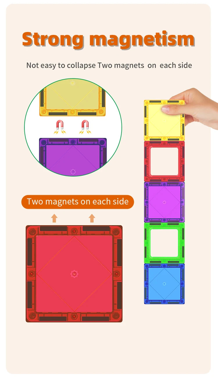 Romboss Magnetic Building Blocks Set - Magnetic Sheet Construction - Building Puzzle Tiles Boys & Girls