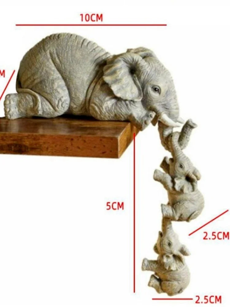 3pcs/set Cute Elephant Figurines  Holding Baby Elephant