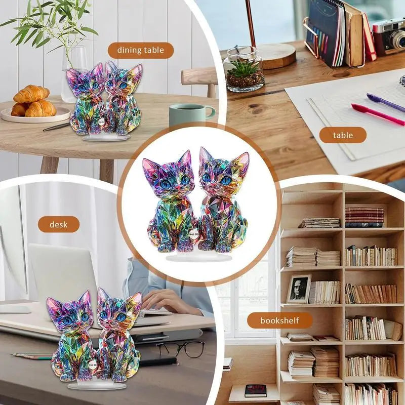 Colorful Cat Statue - Colorful Cat Miniature Ornaments