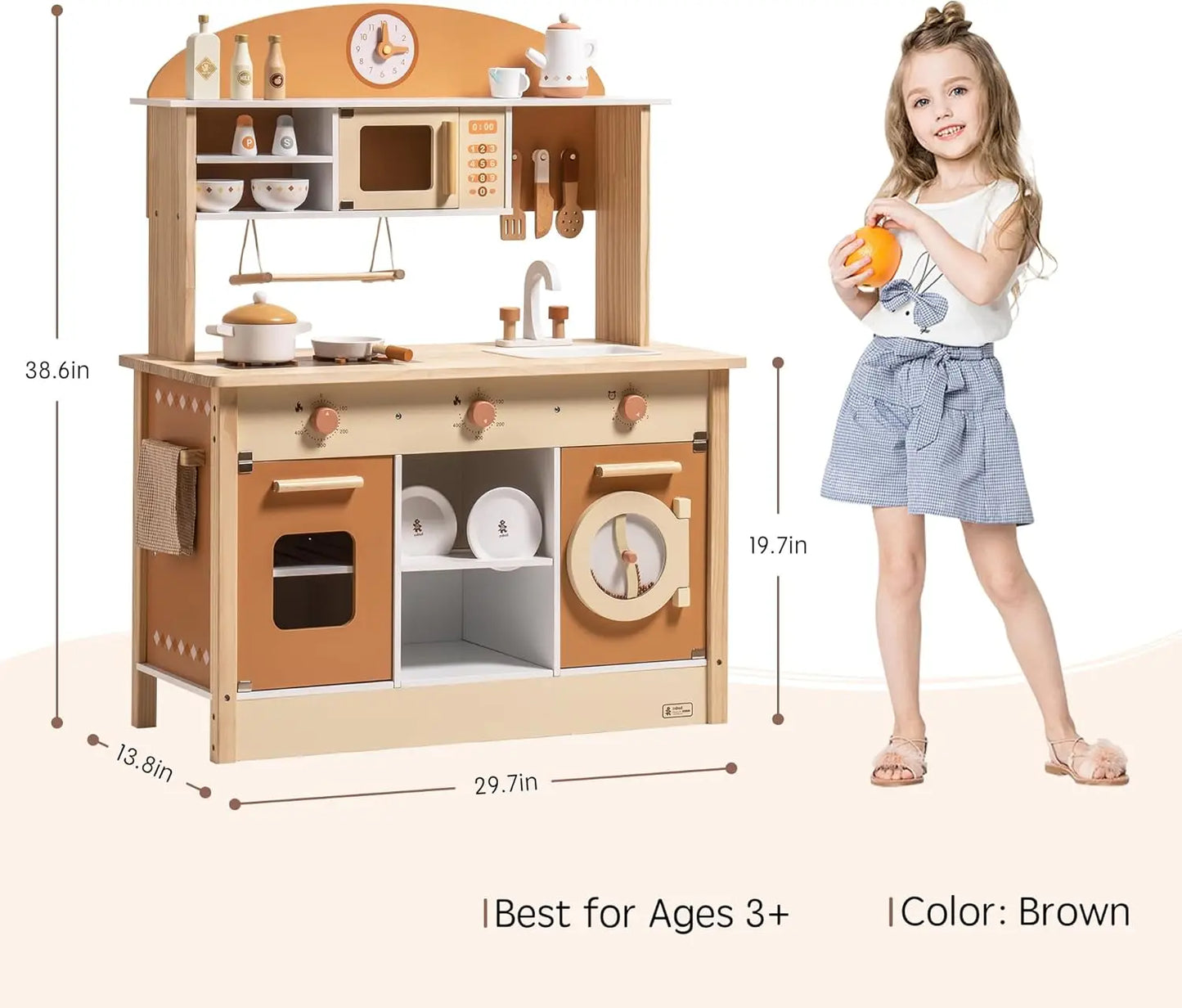 Wooden Kitchen for Kids - Play Kitchen with Plenty of Play Features