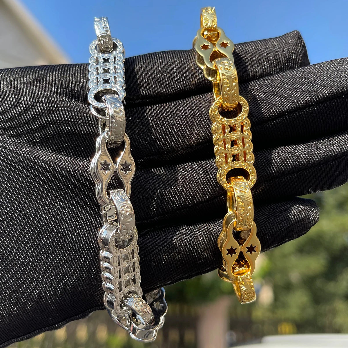 Bubble Letter  Bracelet for Men -  Gold Plated - Fashion Jewelry