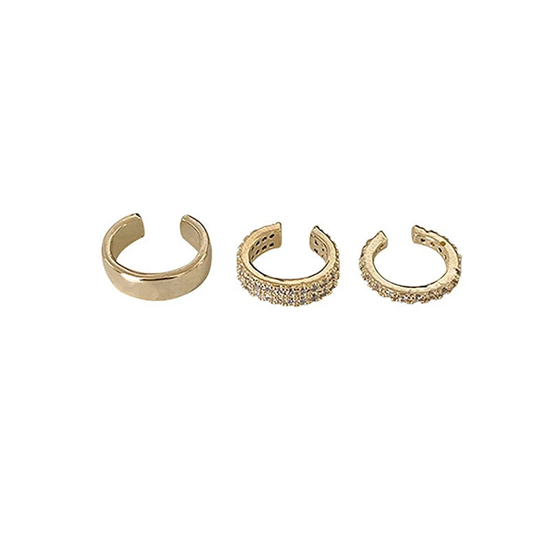 3Pcs/set Fashion C Shape Zircon Ear Cuff -  No Piercing Ear Clip For Women
