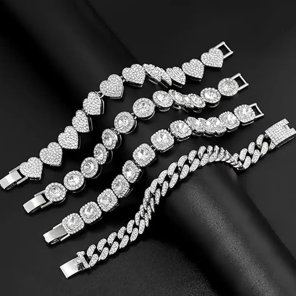 4 Pieces Heart Shape  Bracelet Set for Women -8.2 INCH