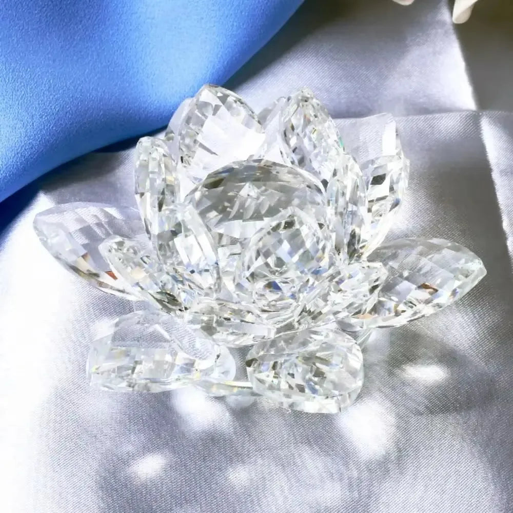 60-140mm Crystal Lotus Flower Figurine Home  Decoration - Glass Craft Paperweight - Table Ornaments