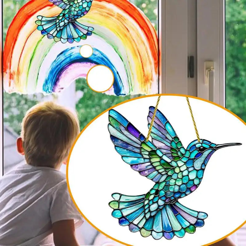 Hummingbird Sun Catchers - Acrylic Portable Hummingbird  For Garden Window Wall ,Living Room
