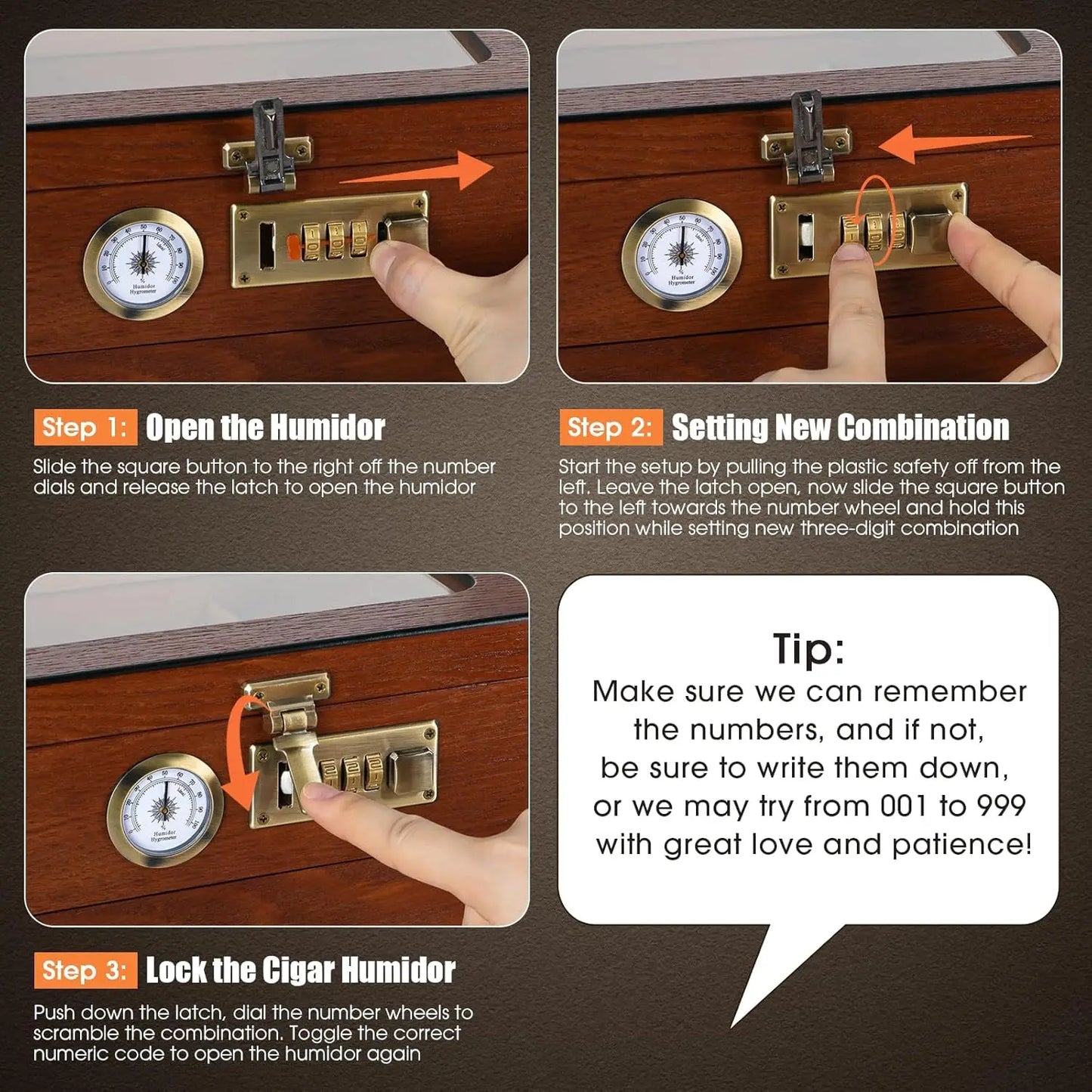 Cedar Wood Cigar Humidor,Glass Top Desktop Box with Front Hygrometer,Humidifier,Divider,Accessories Drawer and Combination Lock