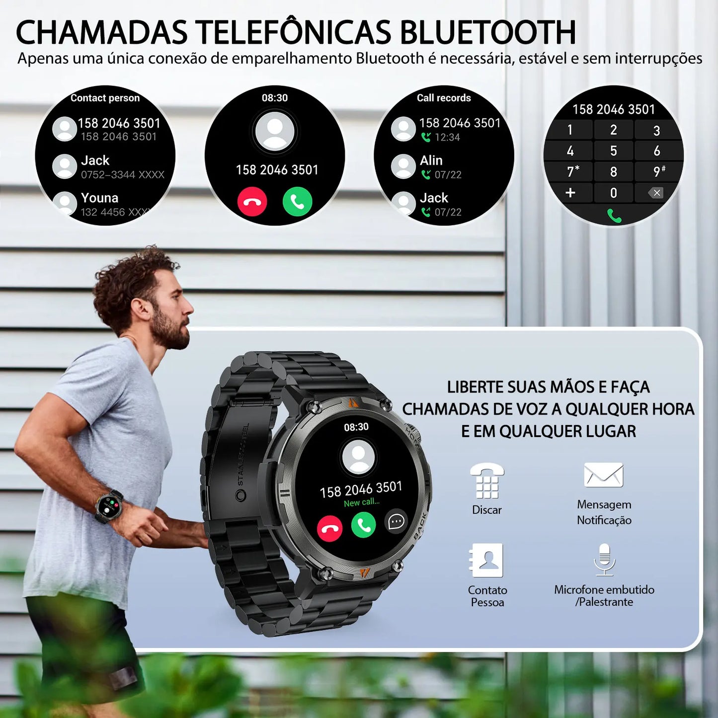 2025 New Bluetooth  smartwatch for men - Full Touch Screen With Health Monitor - Flashlight Smart watch