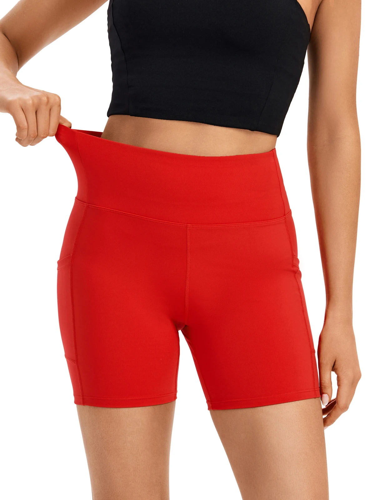 Women's S High Waist Shorts with Pocket - Gym - Yoga -
Exercise Running Spandex - Tights Sweat-Absorbent Breathable