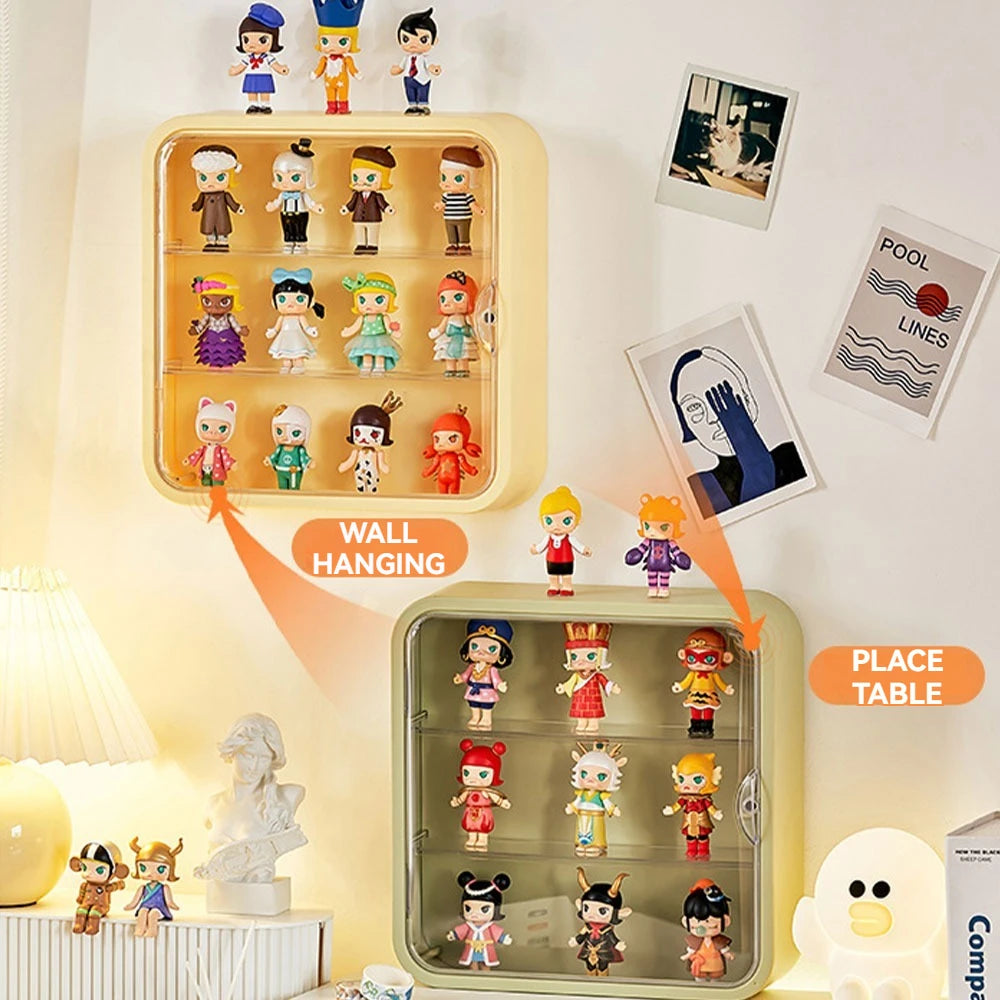 Clear Display Case for Figures, Wall-Mounted Doll Storage - 3Layer Storage Box