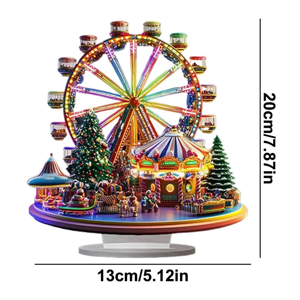 Ferris Wheel Accent Ornament 2D Acrylic Ferris Wheel Display Board Ferris Wheel Decor Christmas Tree Holiday Decoration