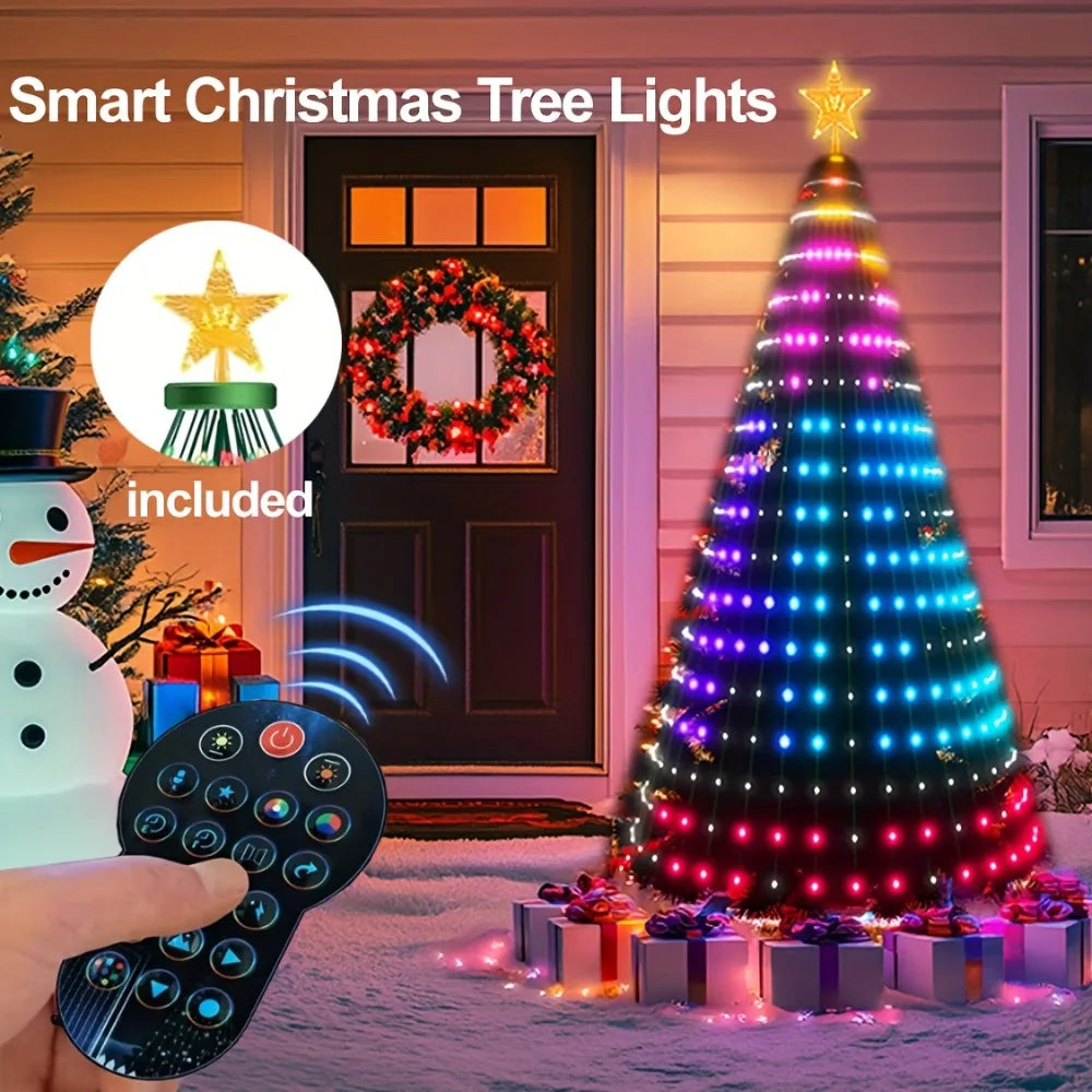 Smart WiFi APP Christmas Tree Light 400 LED Music Sync DIY Pattern Waterproof for Indoor Outdoor Christmas Tree Decoration Gift