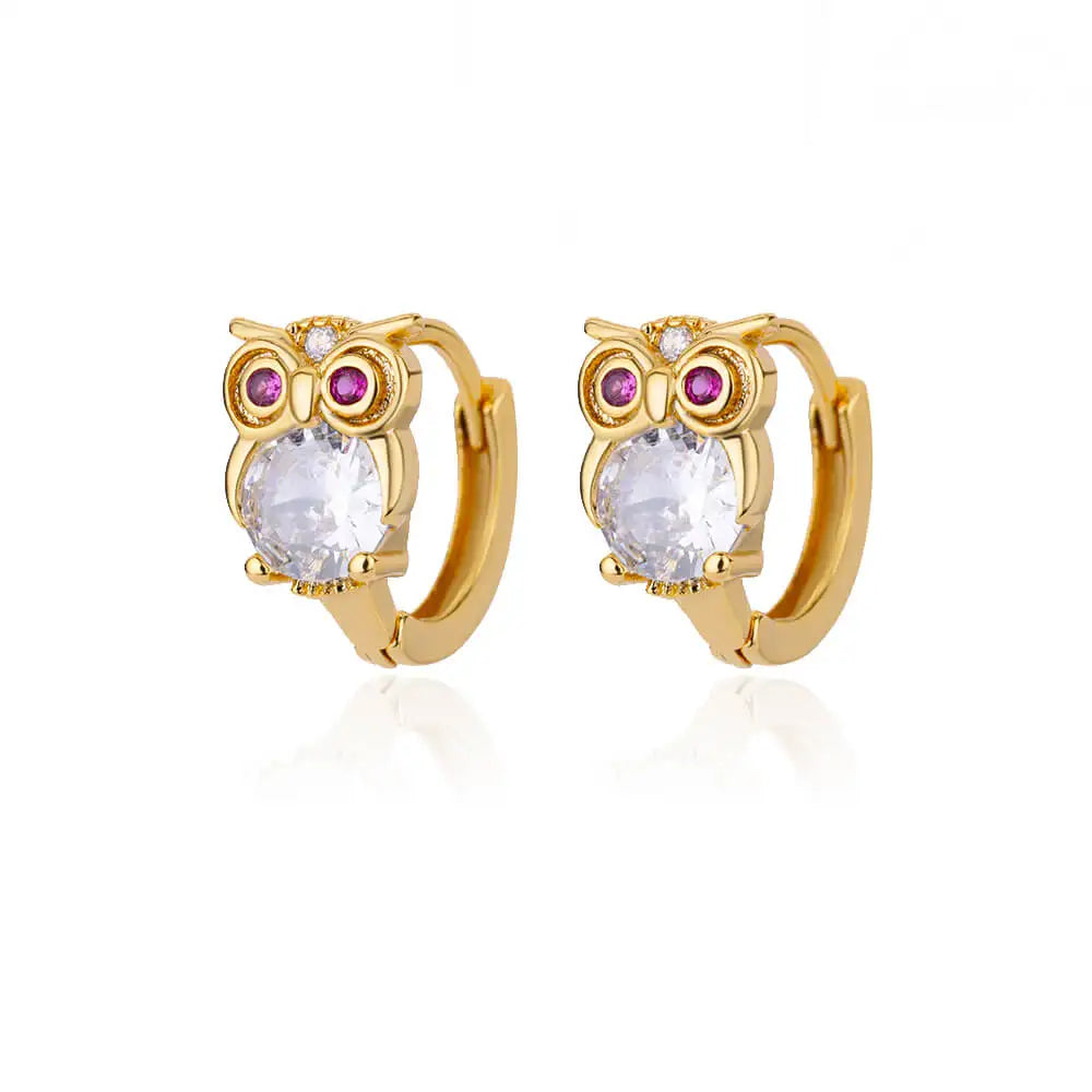 Fashion Rabbit Crystal Hoop Earrings For Women Zircon Leopard Head Owl Elephant Butterfly Earring Animal Jewelry Wedding Gift